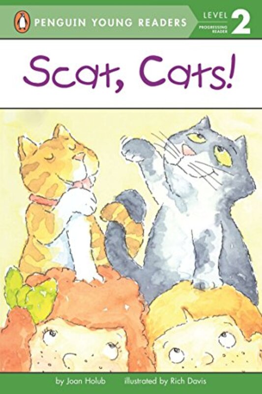 Book cover for "Scat, Cats!" by Joan Holub