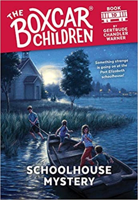 Book cover for "Schoolhouse Mystery" by Gertrude Chandler Warner