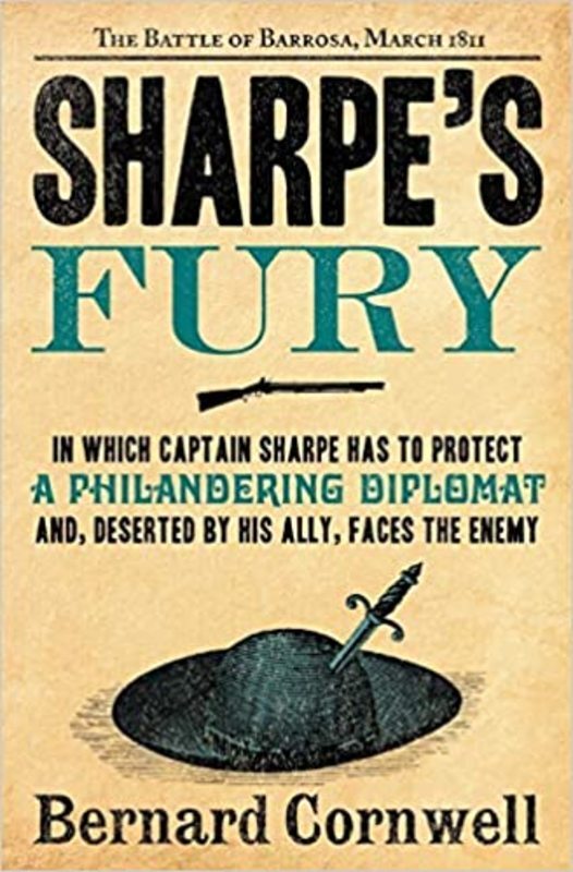Book cover for "Sharpe's Fury" by Bernard Cornwell