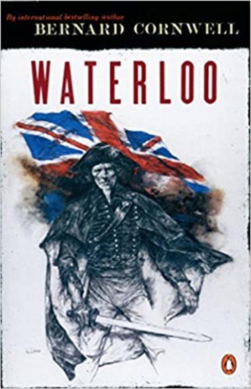 Book cover for "Sharpe's Waterloo" by Bernard Cornwell