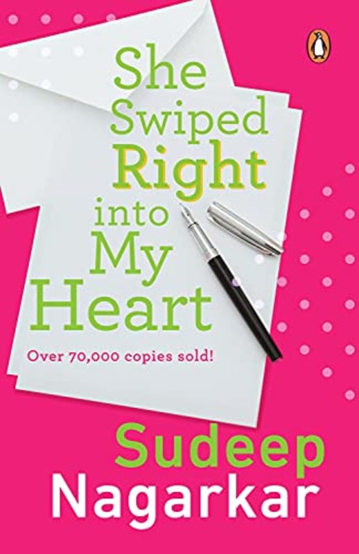 Book cover for "She Swiped Right Into My Heart" by Sudeep Nagarkar