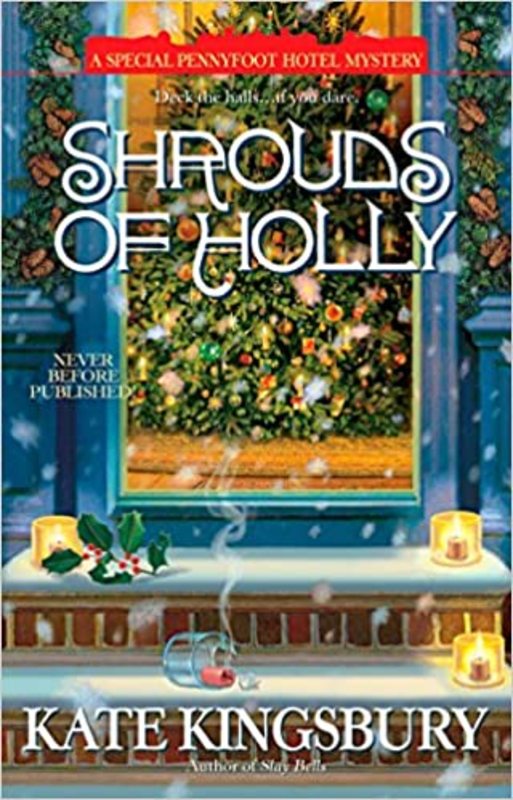 Book cover for "Shrouds of Holly" by Kate Kingsbury