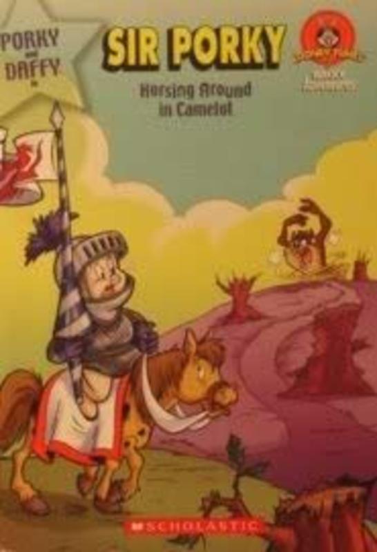 Book cover for "Sir Porky: Horsing Around in Camelot" by Tracey West