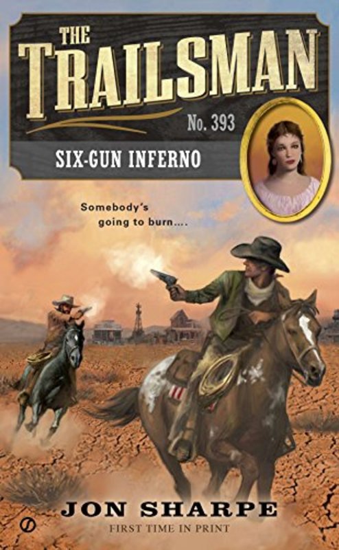 Book cover for "Six-Gun Inferno" by Jon Sharpe
