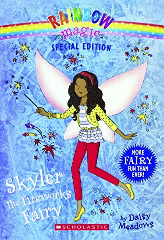 Book cover for "Skyler the Fireworks Fairy" by Daisy Meadows