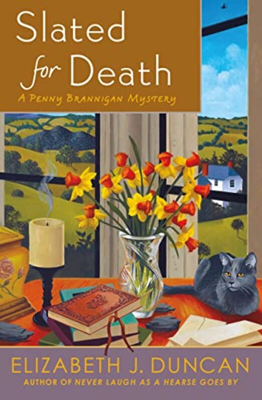 Book cover for "Slated for Death" by Elizabeth J Duncan
