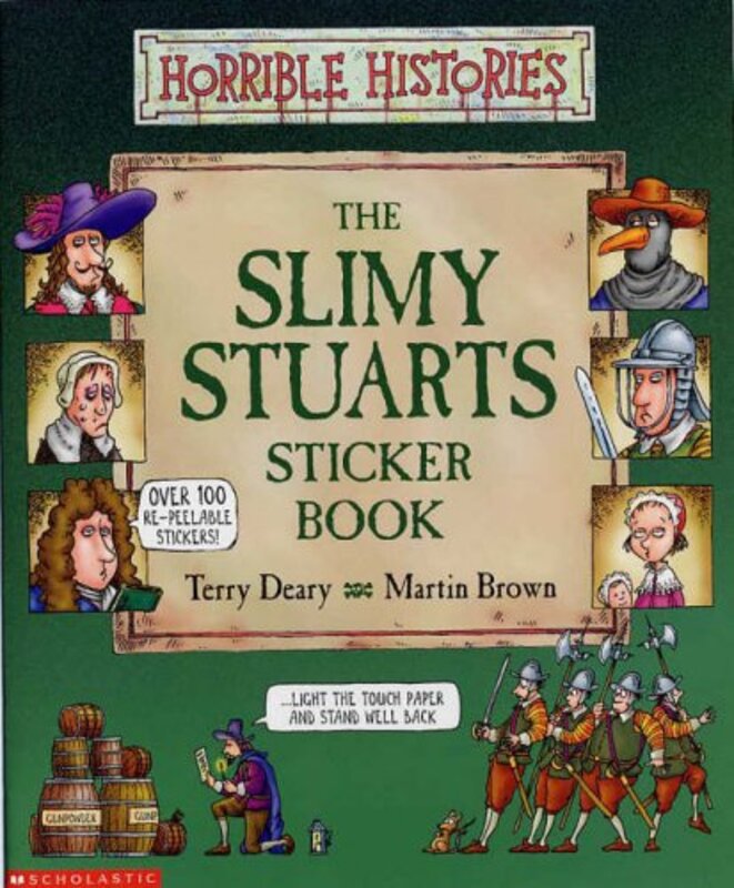 Book cover for "Slimy Stuarts Sticker Book" by Terry Deary