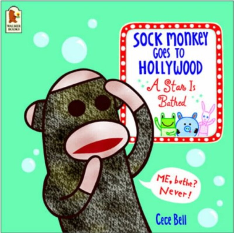 Book cover for "Sock Monkey Goes To Hollywood" by Cece Bell
