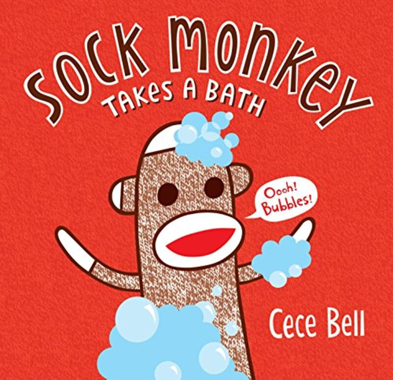 Book cover for "Sock Monkey Takes a Bath" by Cece Bell