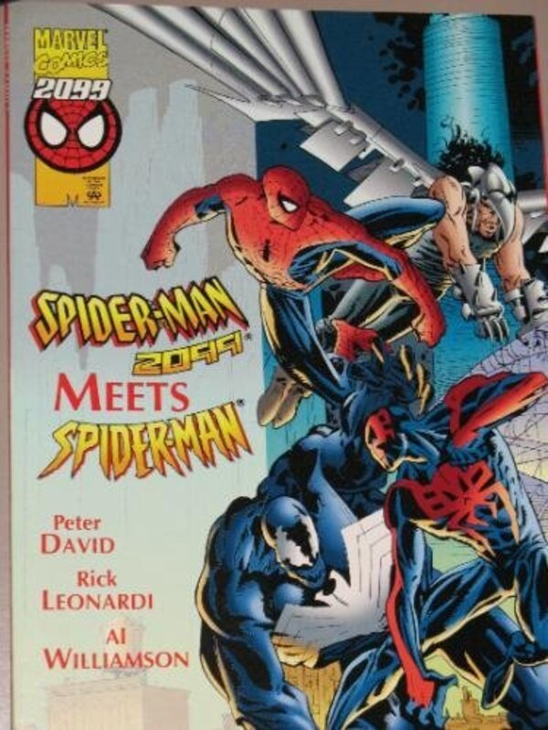 Book cover for "Spider-Man 2099 Meets Spider-Man" by Peter David
