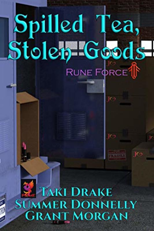 Book cover for "Spilled Tea, Stolen Goods" by Taki Drake