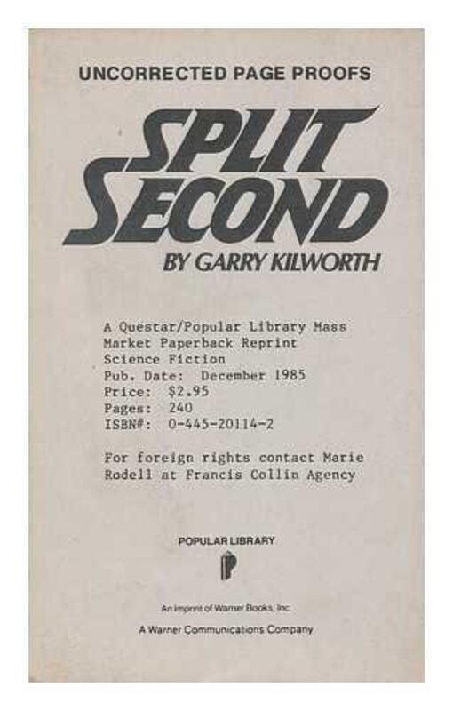 Book cover for "Split Second" by Garry Douglas Kilworth