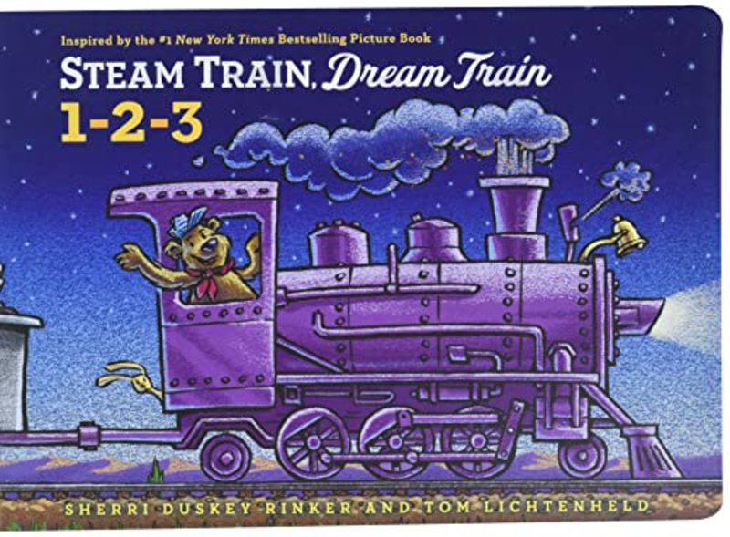 Book cover for "Steam Train, Dream Train 1-2-3" by Sherri Duskey Rinker