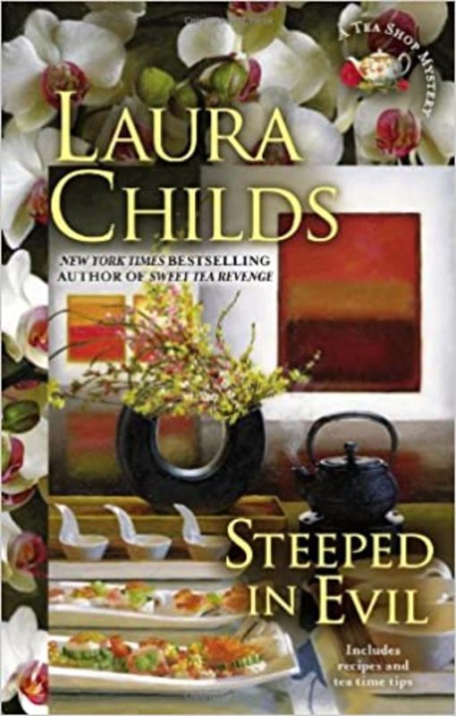 Book cover for "Steeped in Evil" by Laura Childs