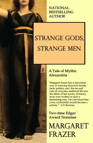 Book cover for "Strange Gods, Strange Men" by Margaret Frazer
