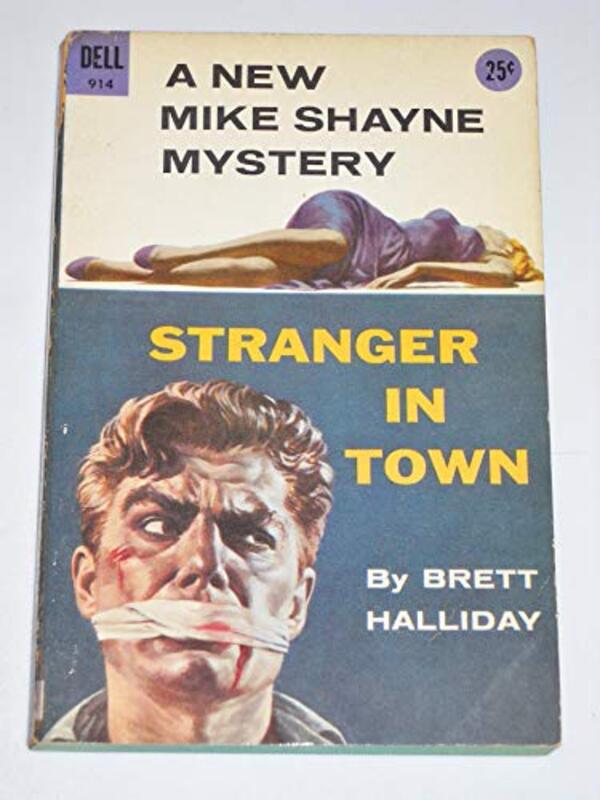 Book cover for "Stranger in Town" by Brett Halliday