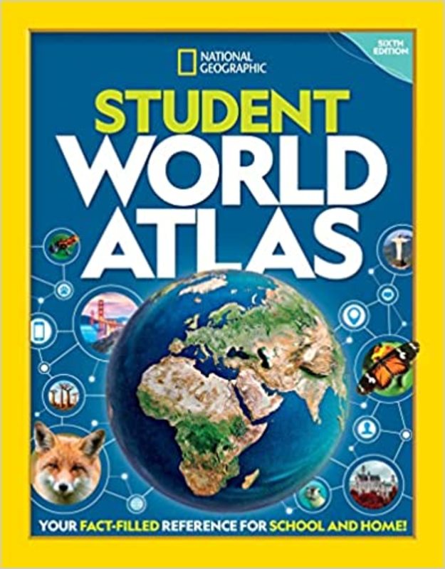 Book cover for "Student World Atlas" by National Geographic