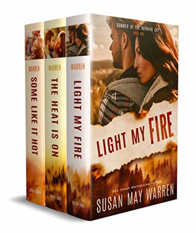 Book cover for "Summer of the Burning Sky Trilogy" by Susan May Warren