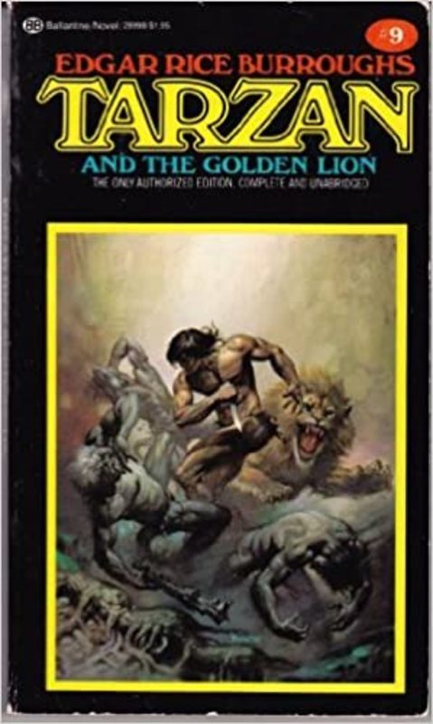 Book cover for "Tarzan and the Golden Lion" by Edgar Rice Burroughs