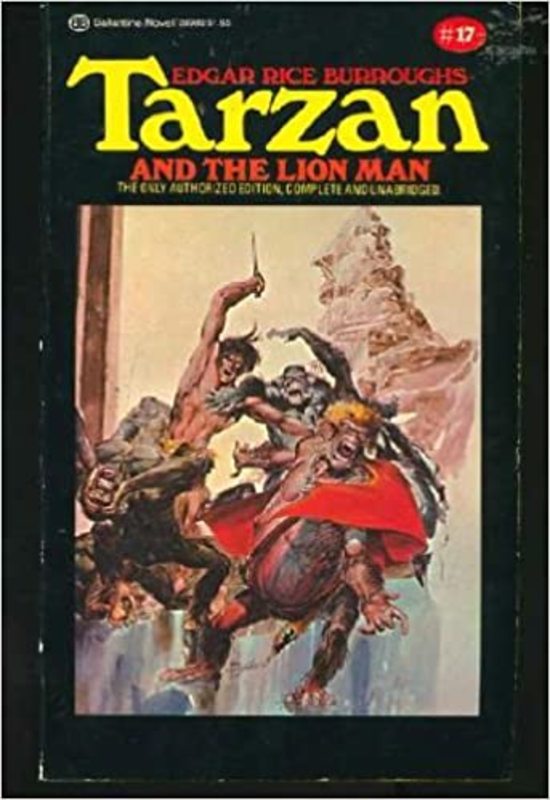 Book cover for "Tarzan and the Lion Man" by Edgar Rice Burroughs
