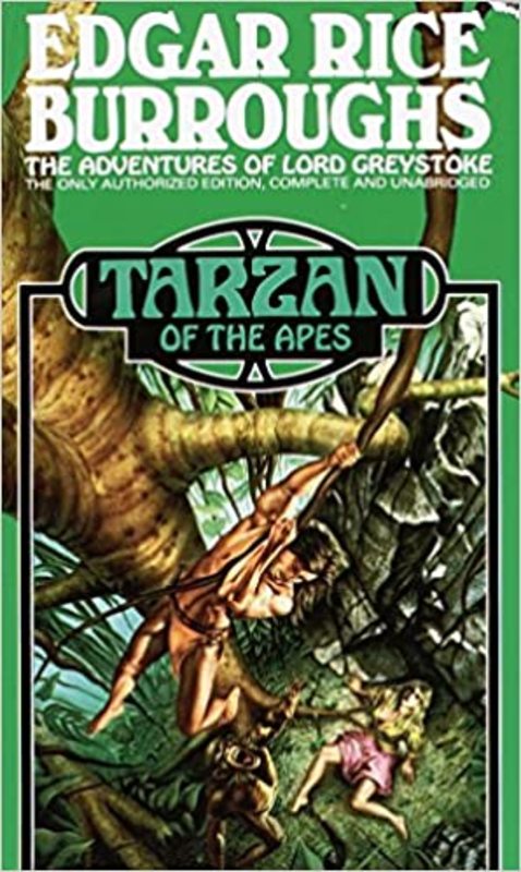 Book cover for "Tarzan of the Apes" by Edgar Rice Burroughs