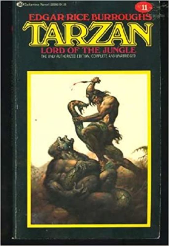 Book cover for "Tarzan, Lord of the Jungle" by Edgar Rice Burroughs