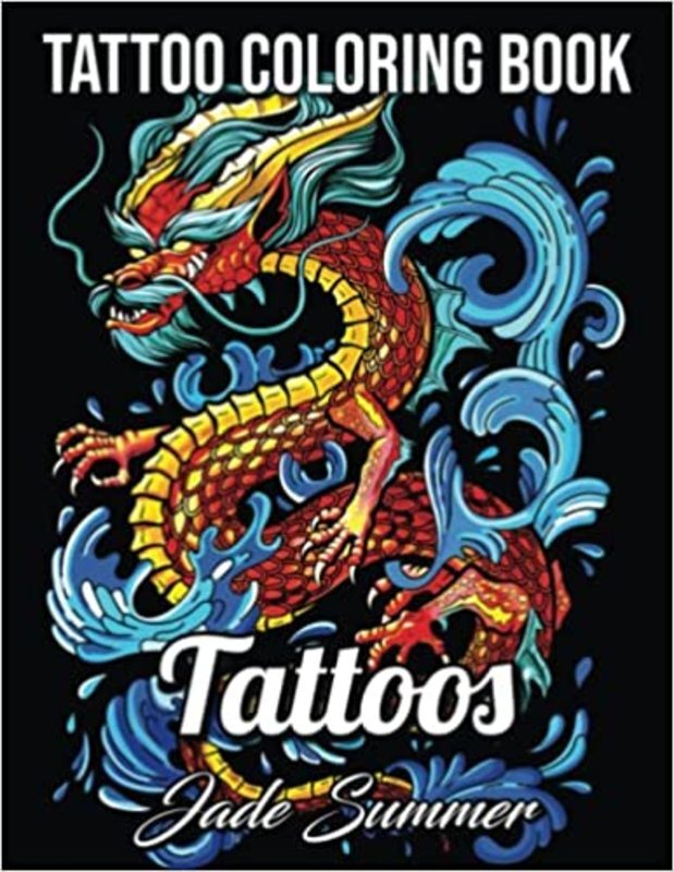 Book cover for "Tattoo Coloring Book" by Jade Summer