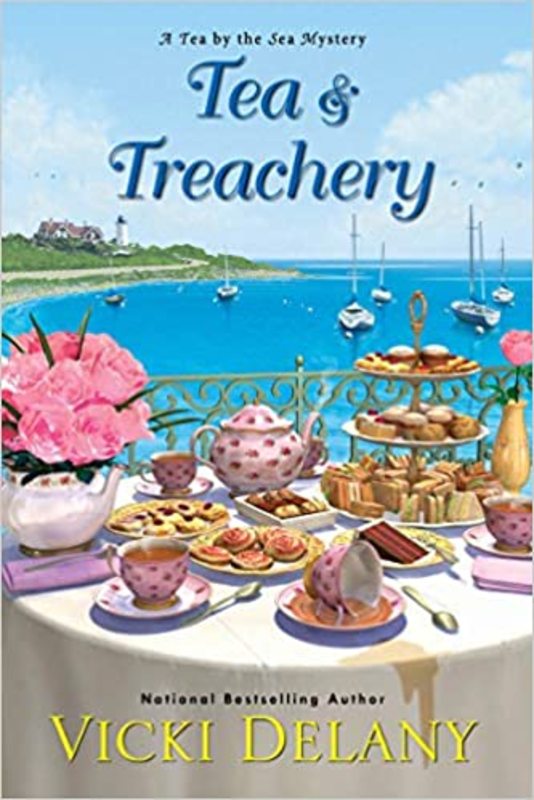 Book cover for "Tea & Treachery" by Vicki Delany