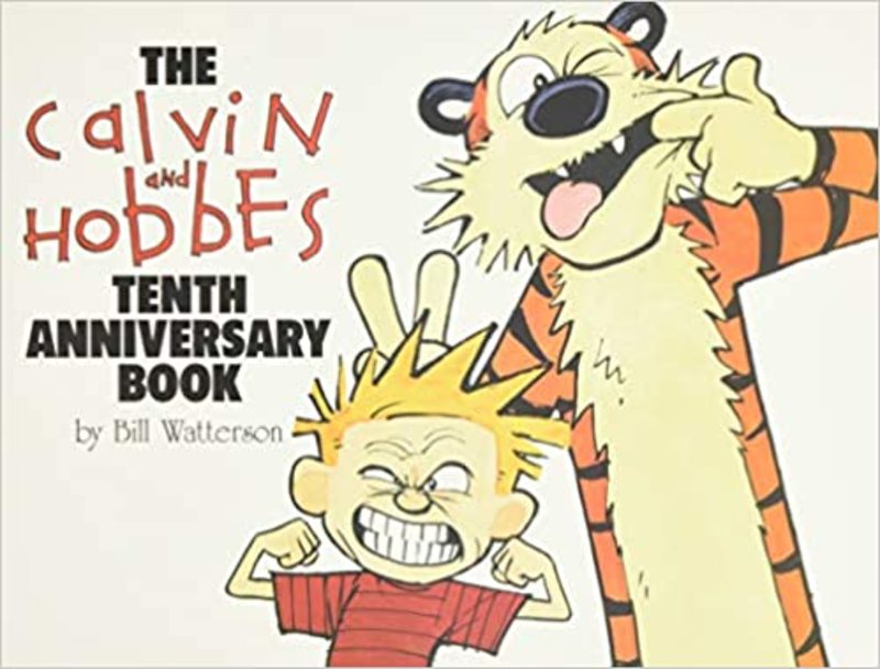 Book cover for "The Calvin and Hobbes Tenth Anniversary Book" by Bill Watterson