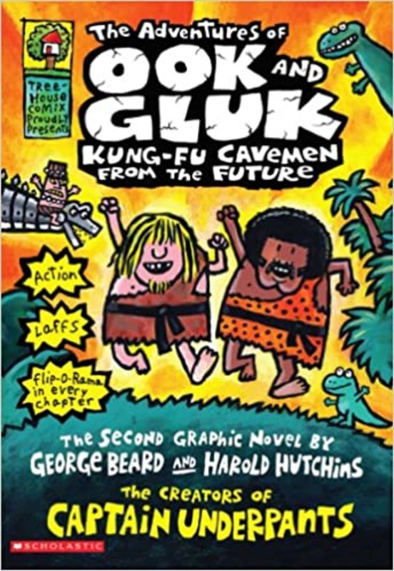 Book cover for "The Adventures of Ook and Gluk" by Dav Pilkey