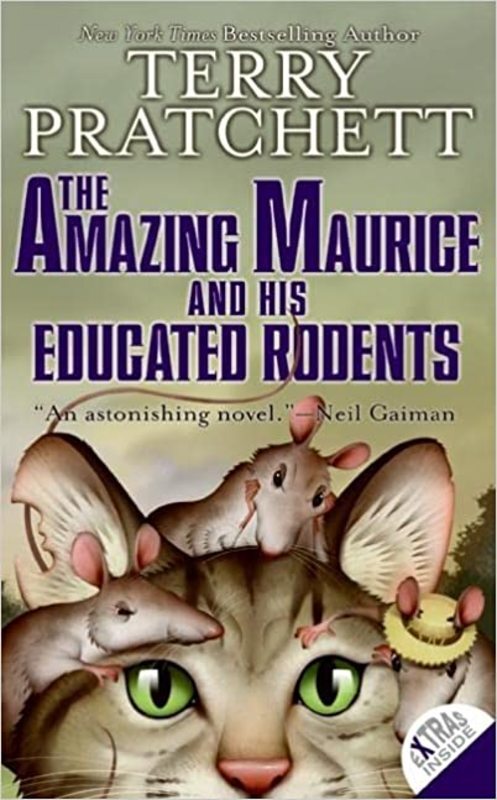 Book cover for "The Amazing Maurice and His Educated Rodents" by Terry Pratchett
