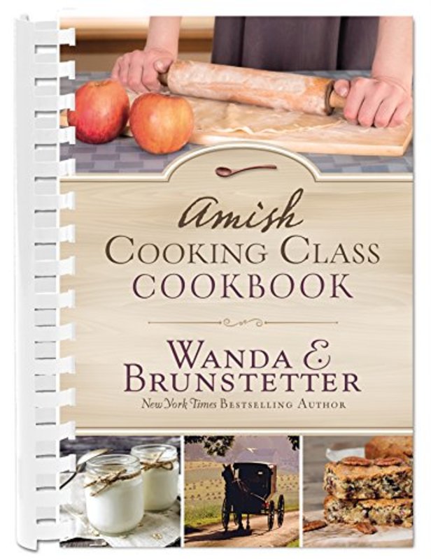 Book cover for "The Amish Cooking Class Cookbook" by Wanda E Brunstetter