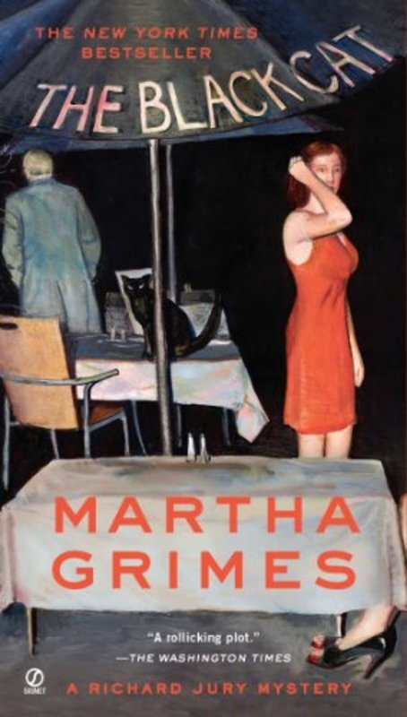 Book cover for "The Black Cat" by Martha Grimes