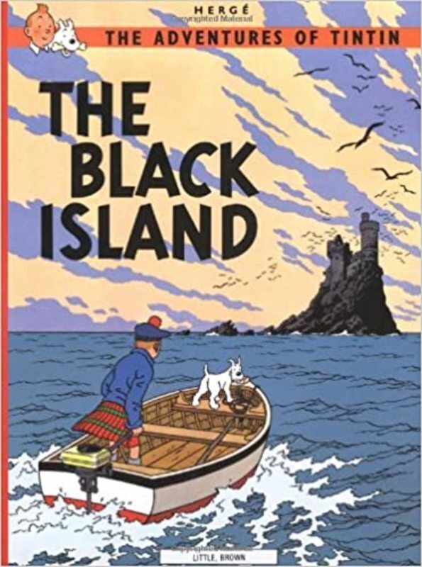 Book cover for "The Black Island" by Hergé
