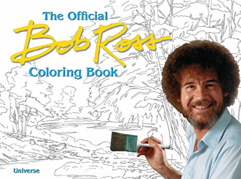 Book cover for "The Bob Ross Coloring Book" by Bob Ross