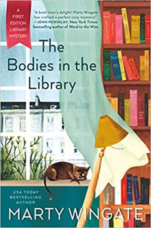 Book cover for "The Bodies in the Library" by Marty Wingate