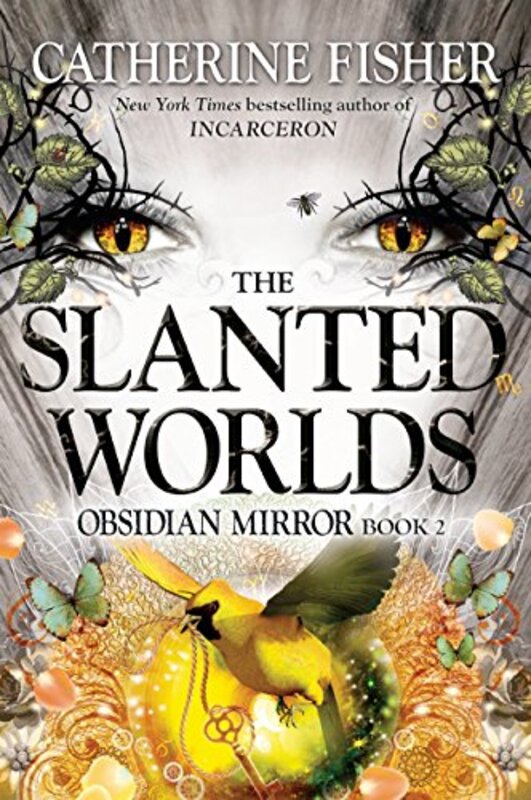 Book cover for "The Box of Red Brocade/The Slanted Worlds" by Catherine Fisher