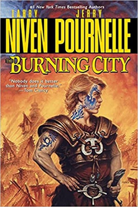 Book cover for "The Burning City" by Jerry Pournelle