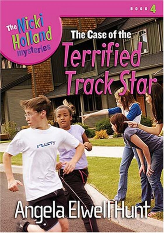 Book cover for "The Case of the Terrified Track Star" by Angela Elwell Hunt