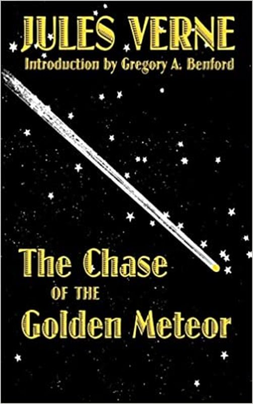 Book cover for "The Chase of the Golden Meteor" by Jules Verne