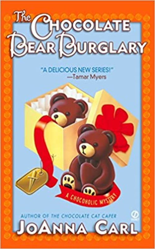 Book cover for "The Chocolate Bear Burglary" by JoAnna Carl