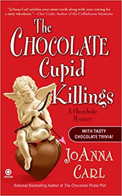 Book cover for "The Chocolate Cupid Killings" by JoAnna Carl