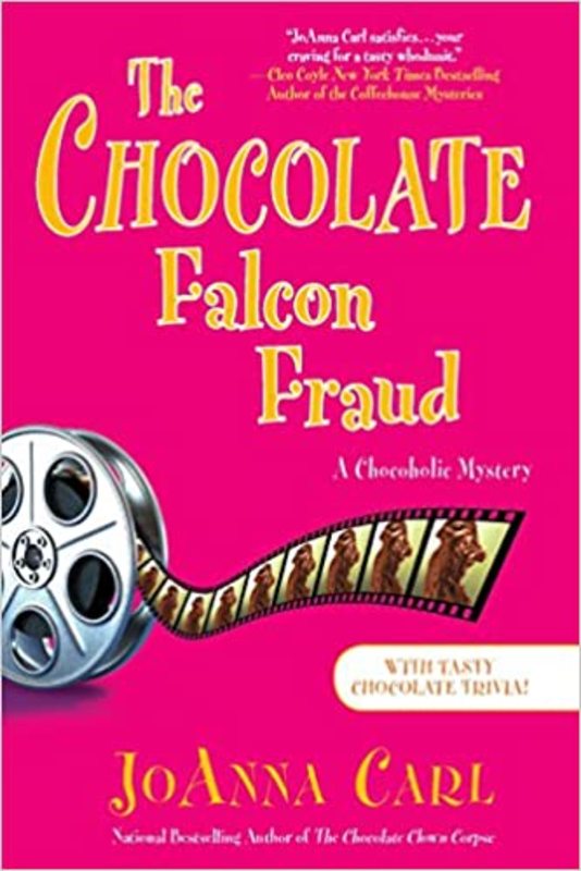 Book cover for "The Chocolate Falcon Fraud" by JoAnna Carl