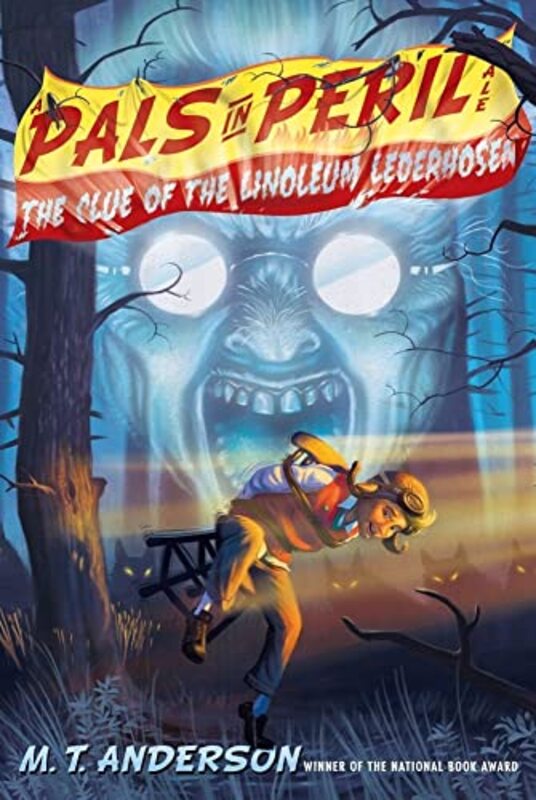 Book cover for "The Clue of the Linoleum Lederhosen" by MT Anderson