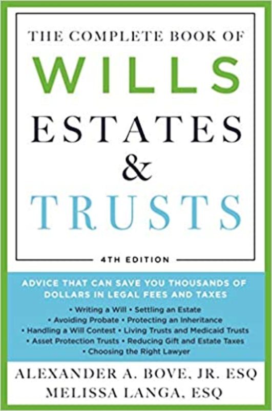 Book cover for "The Complete Book of Wills, Estates & Trusts" by Alexander A. Bove Jr.