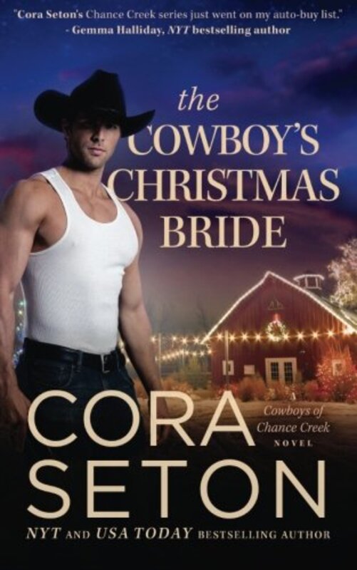 Book cover for "The Cowboy's Christmas Bride" by Cora Seton