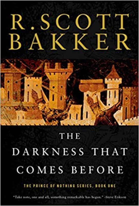 Book cover for "The Darkness That Comes Before" by R. Scott Bakker