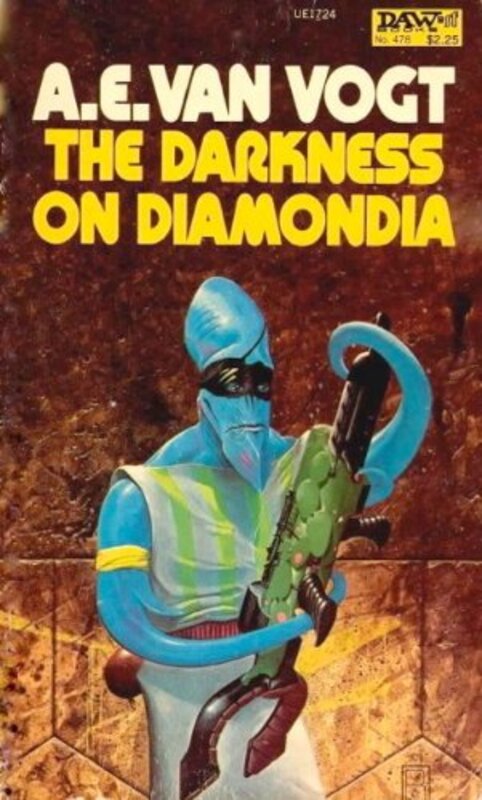 Book cover for "The Darkness on Diamondia" by AE van Vogt