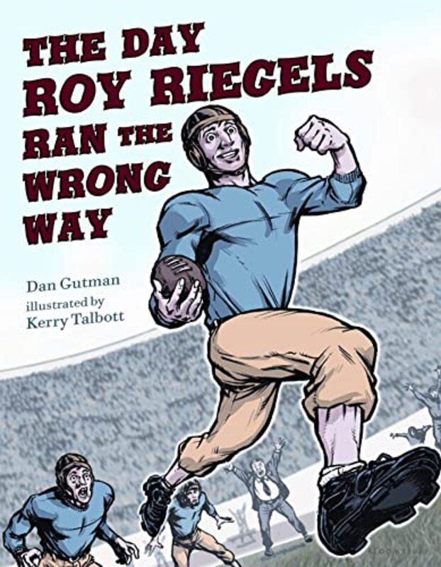 Book cover for "The Day Roy Riegels Ran the Wrong Way" by Dan Gutman