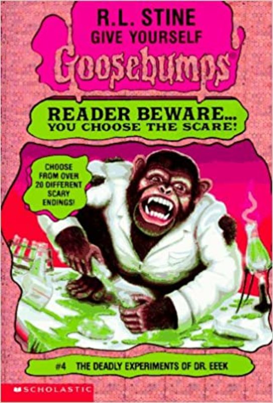 Book cover for "The Deadly Experiments of Dr. Eeek" by R.L. Stine